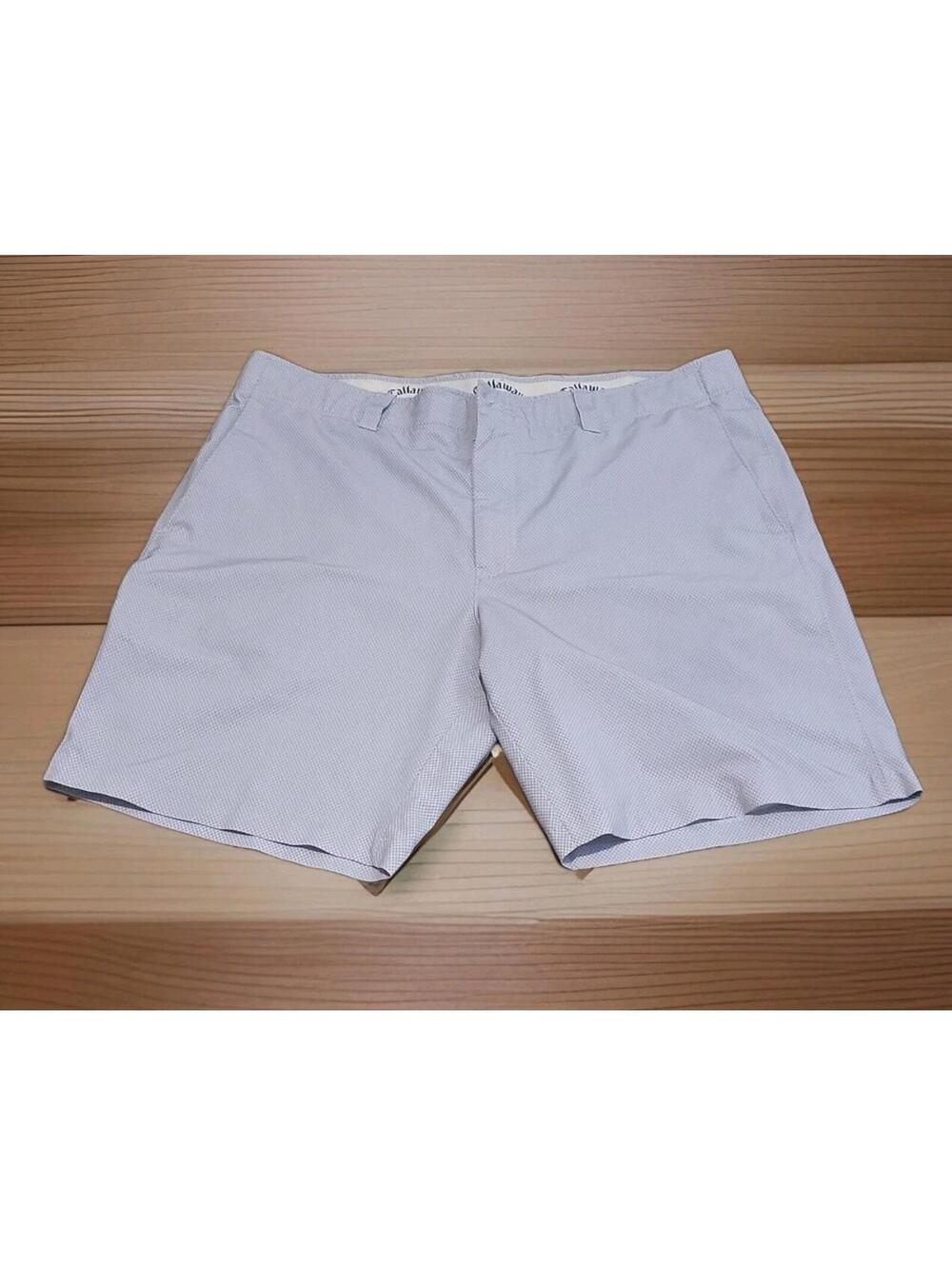 Callaway Golf Shorts Men SZ 38 Gray Geometric Opti-Dri Stretch Flat Front 229